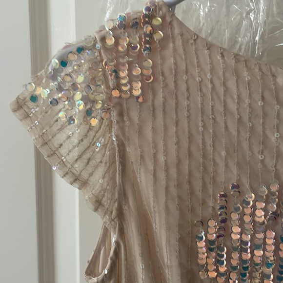 Korovilas Ivory Iridescent Sequin Column Gown - Picture 8 of 8